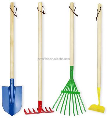 China Amazon Graden Hot Sale Kids Large Size Metal Garden Tool Kit With Handle Shovel Wood Rake for sale