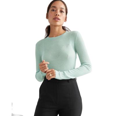 China wholesale custom made Anti-wrinkle knitwear women sleeving long womens sweater fitted wool knit top fashion girl knitted pullover woman sweater for sale