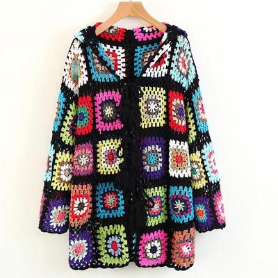 China 2021 Anti-Wrinkle Custom OEM and ODM Women Winter Sweater Hollow Crocheted Hand Crocheted Crocheted Knitwear Cardigan Sweater Women for sale