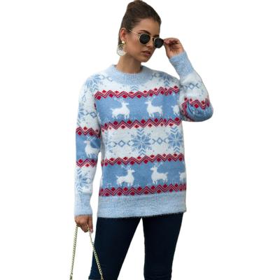 China Wholesale Anti-wrinkle 2021 Long Sleeve Christmas Knitted Loose Christmas Sweater Women Ugly Christmas Sweater for sale