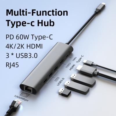 Cina 6 in 1 adattatore del HUB di USB C del separatore del convertitore di Multiport USB3.0 per il telefono del computer portatile in vendita