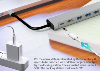 Cina hub 6 di USB C dei porti di dati 5Gbps in 1 con la fornitura di energia di 4K HDMI 60W in vendita