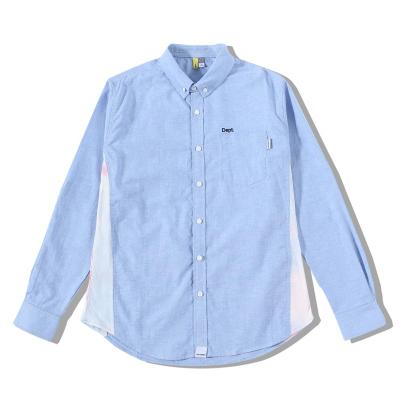 China China Factory Private Label Comfort Uniform CVC Embroidery Logo Patchwork Solid Color Solid Color Sleeve Shirt For Men for sale