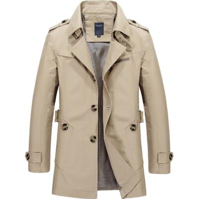 China 2021 Autumn Wholesale New Men's Business Men's Beige Slim Ditch Coat Breathable Long for sale