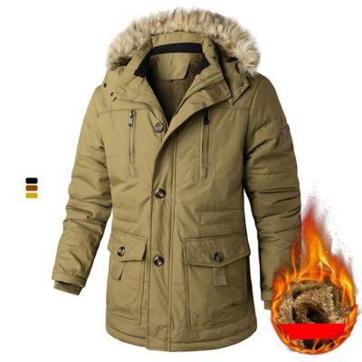 China 2021 Wholesale Fashion Winter Breathable Men Plus Size Thickening Fleece Warm Military Style Hooded Jacket Coat for sale