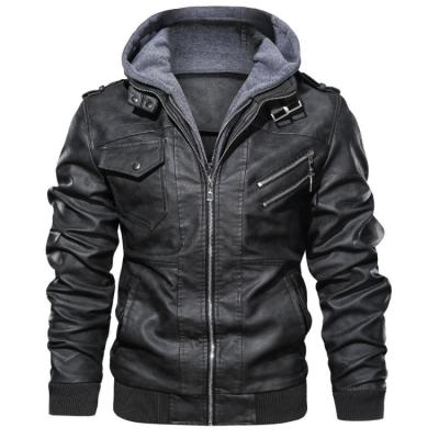 China 2021 Wholesale Fashionable Winter Fashion Mens Motorcycle Leather Hooded Black Brown Rider Jackets Coat for sale