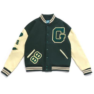 China Waterproof Custom Logo Varsity Jacket Unisex Letterman Leather Jackets Embroidered Baseball Jacket For Men for sale