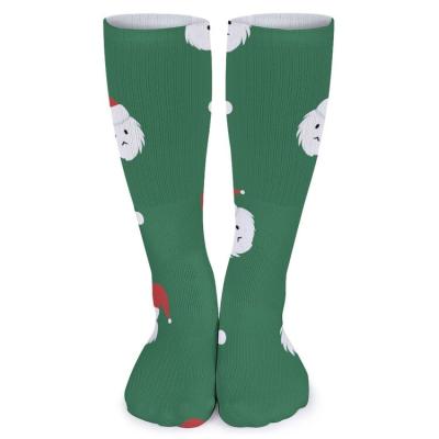 China 2021 Men's Awesome Copy QUICK DRY Socks Green Happy Christmas Socks High Quality Logo Socks Custom Made For Men for sale