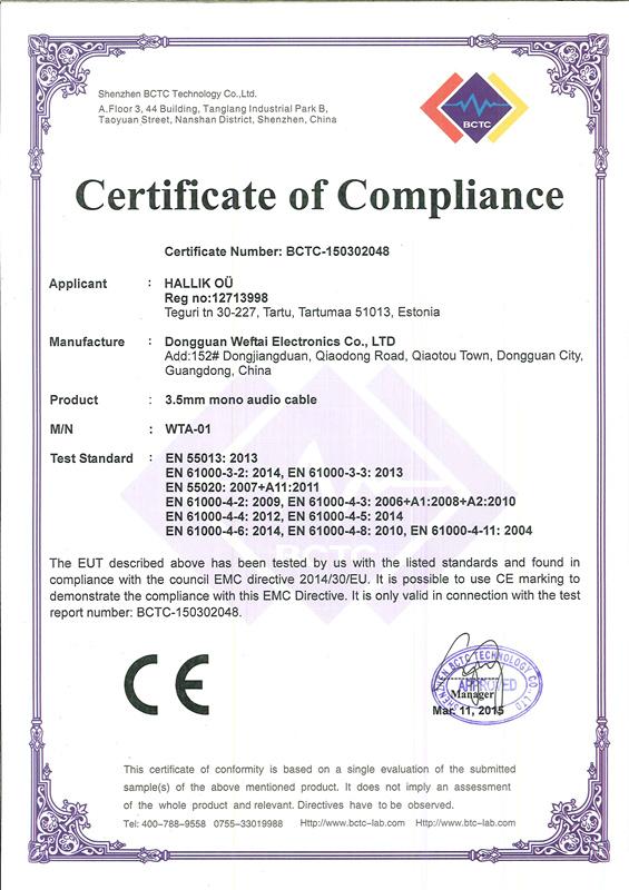 CE - Dongguan Weftai Electronics Co., Ltd.