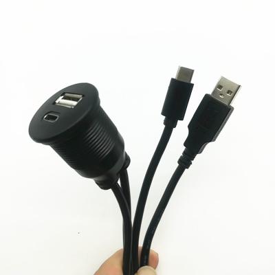 China 6FT USB2.0 +Type c to USB 2.0 COMPUTER + AUX waterproof cable. USB C Extension Dash Panel Car Stream Mount for sale