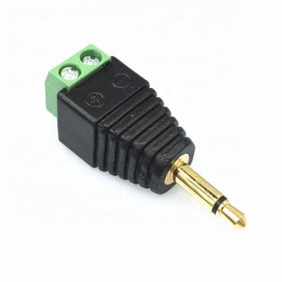 China Solderless Adapter 2pin Terminal Solderless Screw Mono Male Jack 3.5mm for sale