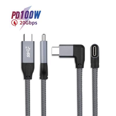 China Multi Function Data Transfer Cable Custom Palladium Type C Cable 5A to C 90 Degree USB C Nylon Braided Fast Charger Data Cable for sale