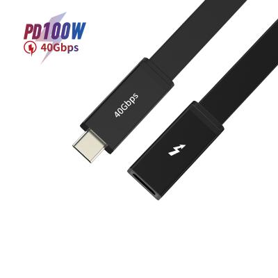 China 0.2m Left Male Thunderbolt 3 Male ODM Short Flat High Speed ​​100W 4K Palladium Palladium 100W 4K to USB C Female Extension Cable For Macbookpro for sale