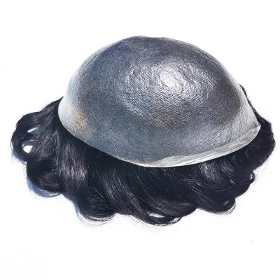 China High Quality Hairline 100% Human Hair V-curl Mens Wigs 100% Natural Skin Toupee for sale