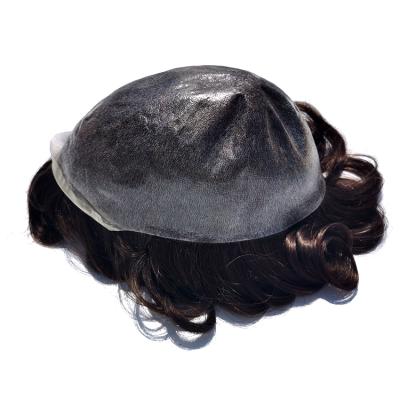 China PU Selling Handmade Custom Lace Front Wigs 100% Injection Curly Mens Hairpieces For Man for sale