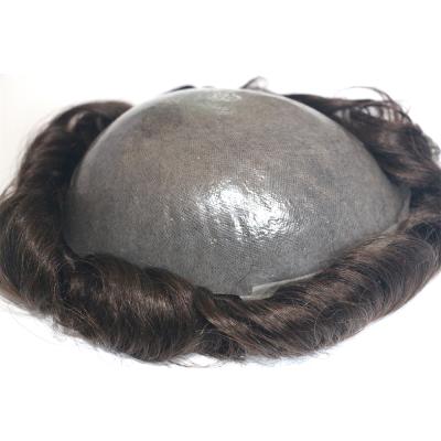 China 100% Handmade Natural Indian Hair Knotted Hairstyle Hairline PU Replacement Men Hairpiece for sale