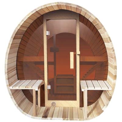 China New Design Computer Control Panel Cedar Wooden Outdoor Glass Barrel Light Red Sauna for sale