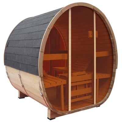 China With Red Cedar Traditional Wooden Dry Steam Room New Style Windows Transom Clear Room Outdoor Cabin Barrel Sauna for sale