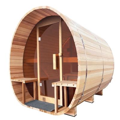 China Outdoor Wooden Computer Control Panel Family Traditional 2 -4 Person Barrel Steam Sauna For Yard for sale