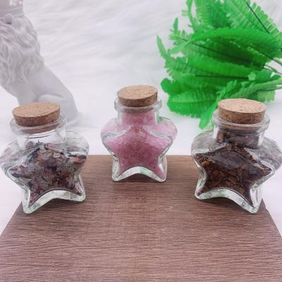 China Wholesale China Water Bottle Shaped Star Infused Gravel Stone Crystal Wish Bottle Folk Crafts For Physiotherapy Decoration for sale