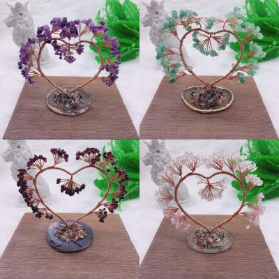 China China Wholesale High Quality Crystal Crafts Love Lucky Money Heart Shaped Crystal Tree Lucky Home Decoration for sale