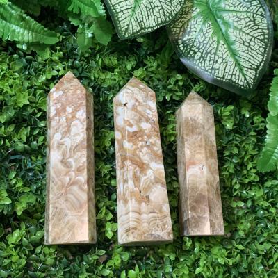 China Wholesale Natural Obelisk High Quality Tower Agate Flower China Plum Magic Wand Stone Obelisk For Processing Crystal for sale