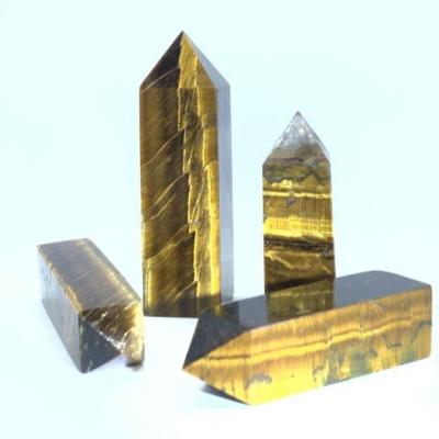 China High Quality Natural Polished China Gemstone Tiger Eye Heads Folk Crafts Crystal Obelisk Towers For Healing for sale