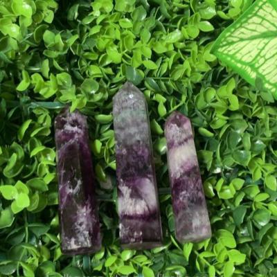 China High Quality Natural Point Stone Tower Spiritual Watermelon Fluorite Healing Crystal from China for Feng Shui for sale