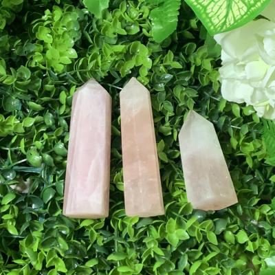 China Wholesale High Quality Natural China Rose Obelisk Tower Magic Wand Stone Stone For Healing Crystals Pink Crystal for sale