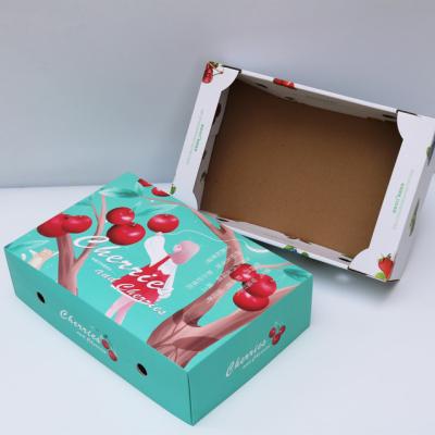 China Recyclable Customized Color Paper Box Fruit Packaging Eco Friendly Shipping Boxes Corrugated Cherry Fruit Carry Box For Fruit for sale