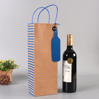 China Wholesale Recyclable Eco Friendly Custom Single Bottle Kraft Paper Wine Gift Bag With Logo for sale