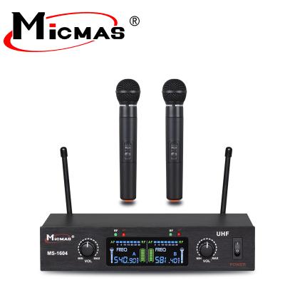 China Economical Dual Channels Handheld Karaoke UHF MS-1064 Wireless Microphone System for sale