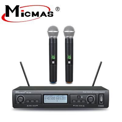 China Micmas perfect hotsale noise UHF karaoke microphone wireless system with 200 frequencies to choose for sale