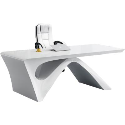 China Latest Unique Design I Shape President Desk PAINTING White Modern Executive Desk for sale