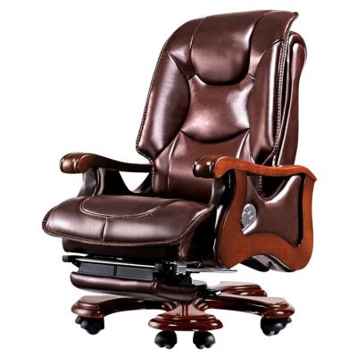 China Massage Office Chair Back Office Chair Solid Wood Leather (Height) High Adjustable Commercial Office for sale