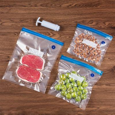 China Microwavable BPA Free Reusable And Resealable Zipper Food Saver Vacuum Bag for sale