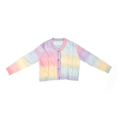 China Wholesale Kids Boutique Clothing Girls Anti-Shrink Spring Spring Autumn Knits Sweaters Tie Dye Button Down Cardigan Sweaters for sale