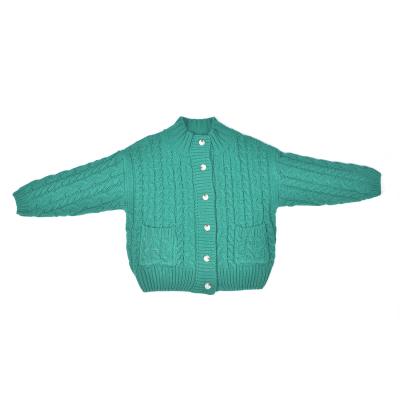 China Children Boutique Clothing Girls Kids Autumn Knits Sweaters Pocket Cardigan Anti-Shrink Sweaters for sale