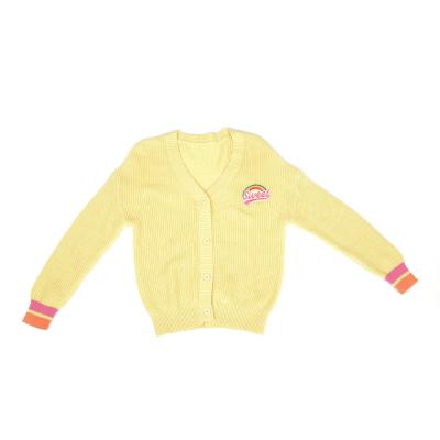 China Open Front Button Down Knit Solid Color Children's Clothing Cardigans Girls Kids Anti-Shrink Sweaters for sale