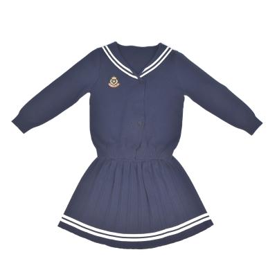 China Wholesale Hot Sale Girls Autumn Outfits Navy Collar Skirt Good Flexibility Suits Kids Girls Boutique 2 Piece Dress Set for sale