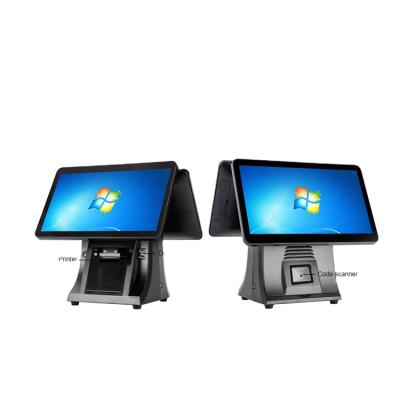 China SDK All POS Windows System Best In One Touch Screen POS Double Screen 15.6 +11.6 Inches For Restaurant for sale