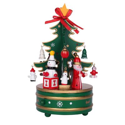 China Christmas Toys Children Gift Tree Ornaments Decorations Wooden Music Box 10.5*21*0cm for sale