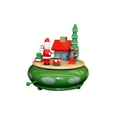 China Custom Christmas Song Music Box New Decorations Luxurious Wooden Toys With Custom Melody 12*12*24cm for sale