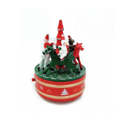 China Classic Christmas Carousel Toys Gift Set High Quality Wooden Music Box 12.8*18*0 cm for sale