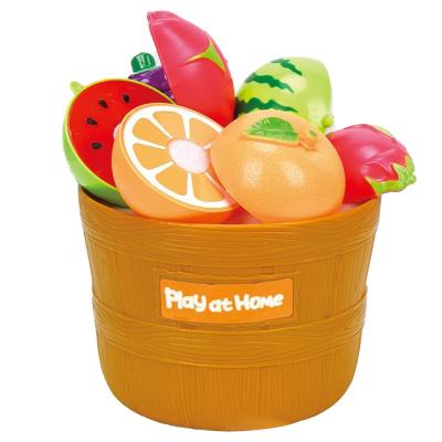 China Home Children Cut To Pretend To Play Home To Pretend Play Kids Fruit Cutting Plastic Toy Set With Basket for sale