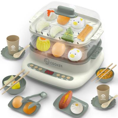 China Cooking toy set pretend play steam plastic food cooking small toy kitchen play set kids diy for sale