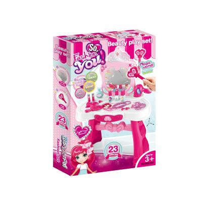 China 2021 Toys Make Up Kids To Pretend Play Game 2021 Kids Make Up Mirror Kit Set Girls Toys With Light for sale