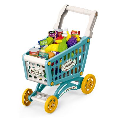 China Kids Plastic Pretend Supermarket Shopping Cart Toy Wholesale Set In Children 51*42*8cm for sale