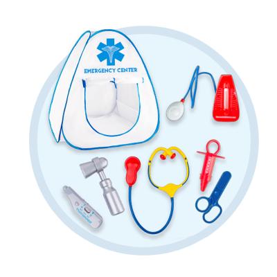 China Pretend Doctor Sets Kids Pretend Toy Doctor Kit Toys Play Plastic Toys Set With Play Tent for sale