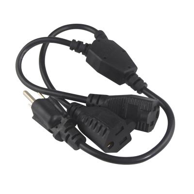 China SJT 16AWG 18AWG COMPUTER Mains Cords Y Splitter for 2x NEMA 5-15R to NEMA 5-15P Cable for sale